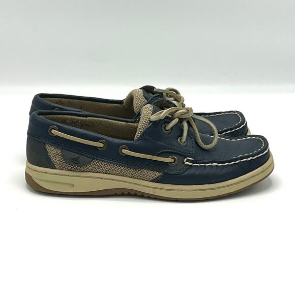 Vintage Sperry Top Sider Navy Leather Boat Shoes Size 5.5 with Original Box - Picture 6 of 9